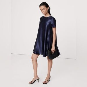 NWT Banana Republic Aurelia Satin Trapeze Mini Dress Effervescent Navy